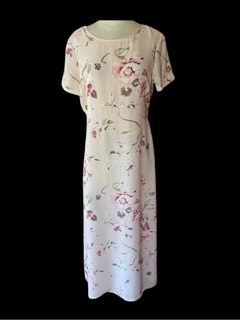 1990s NY & Co Floral,‎ Semi-Sheer Maxi Dress